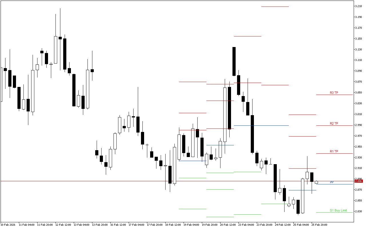 Natural Gas H4: Pivot Points մակարդակները Ամերիկյան նստաշրջանի համար՝ 26.2.2026